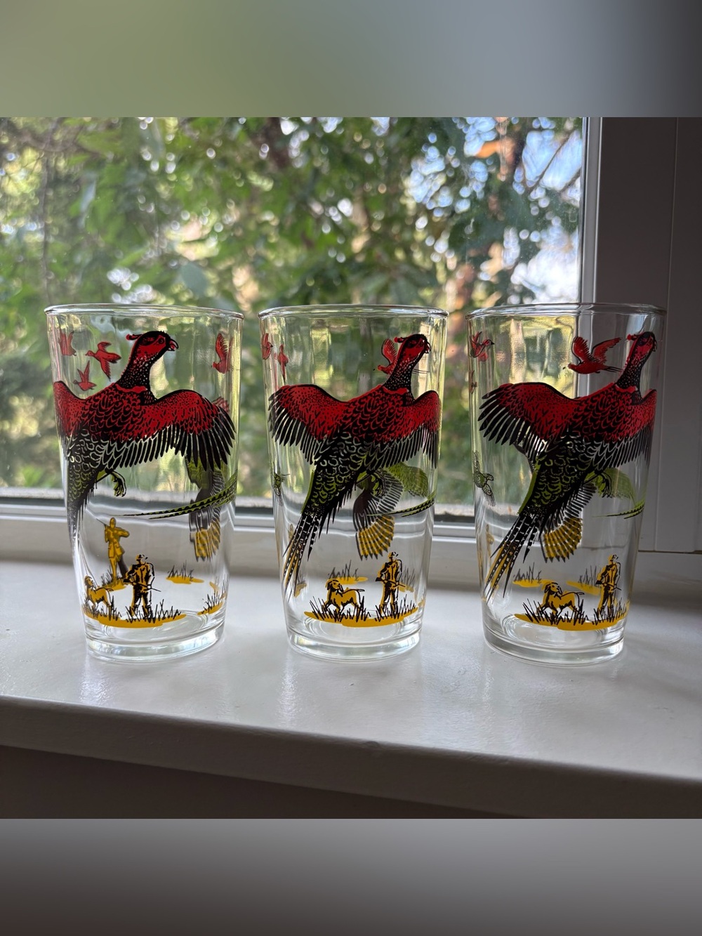 Vintage Hazel Altas PHEASANTS HUNTER
GAMEBIRD 10oz Tumblers Set of 3